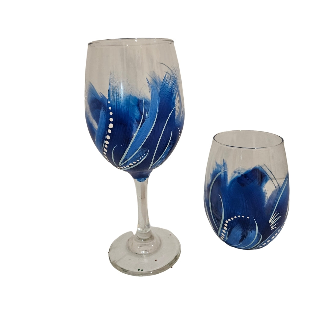 Exquisite Hand-Painted Wine Glasses with Rhinestones in a variety of colors to choose from