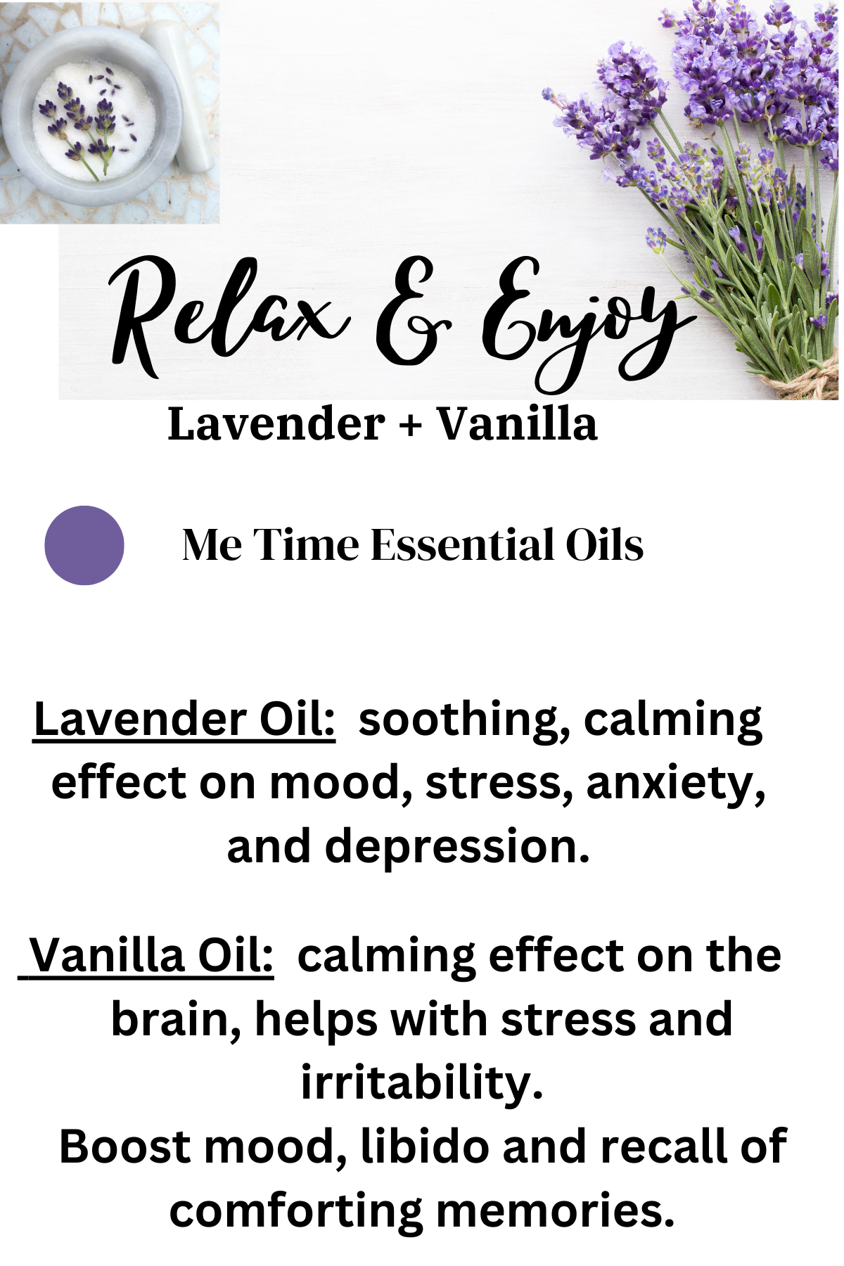 Relax & Enjoy ~Lavender & Vanilla  ~ Lavender Essentials for Emotional Wellness