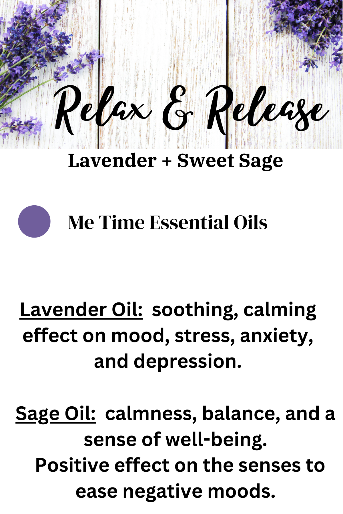 Relax & Release ~ Lavender + Sweet Sage ~Lavender Essentials for Emotional Wellness